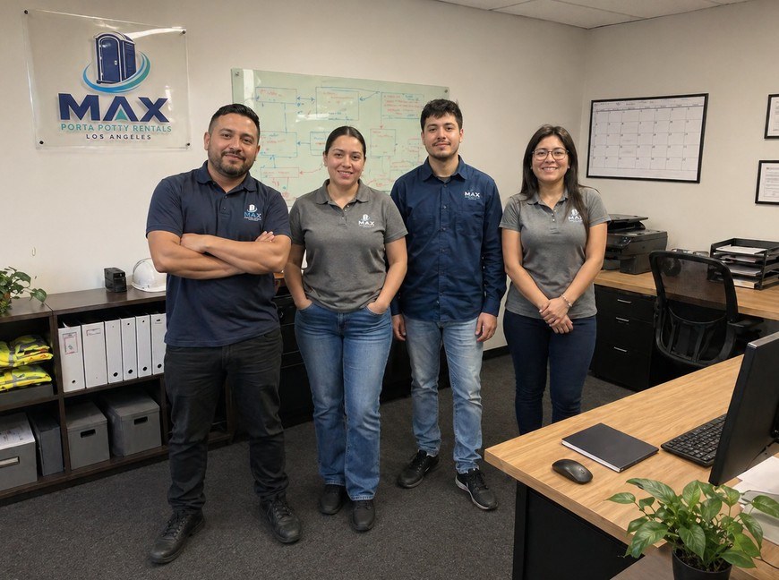 The Max team standing together at the office